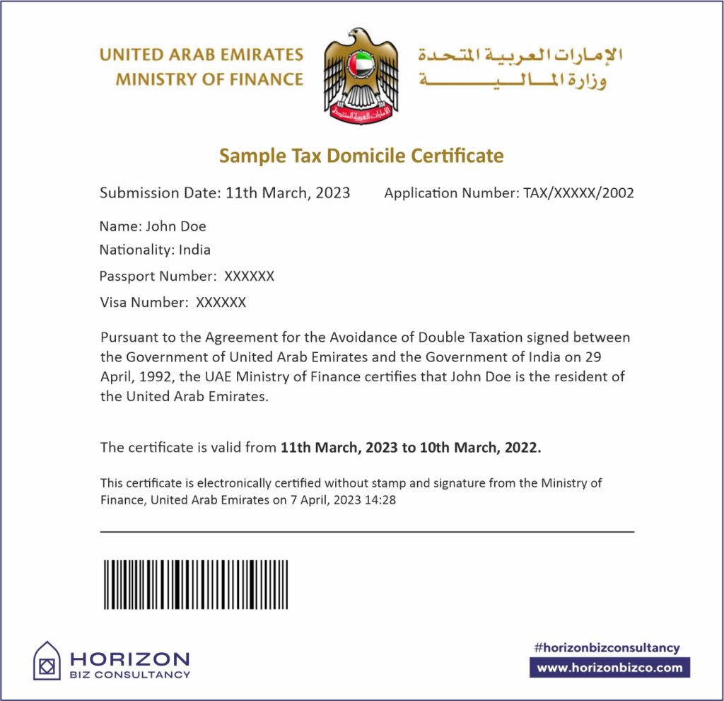 Sample Tax Certificate