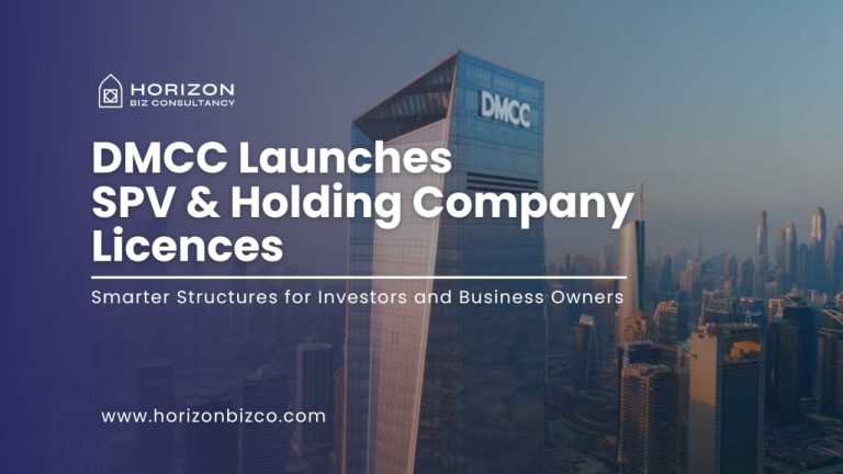 DMCC tower in Dubai with announcement of SPV and holding company licences by Horizon Biz Consultancy