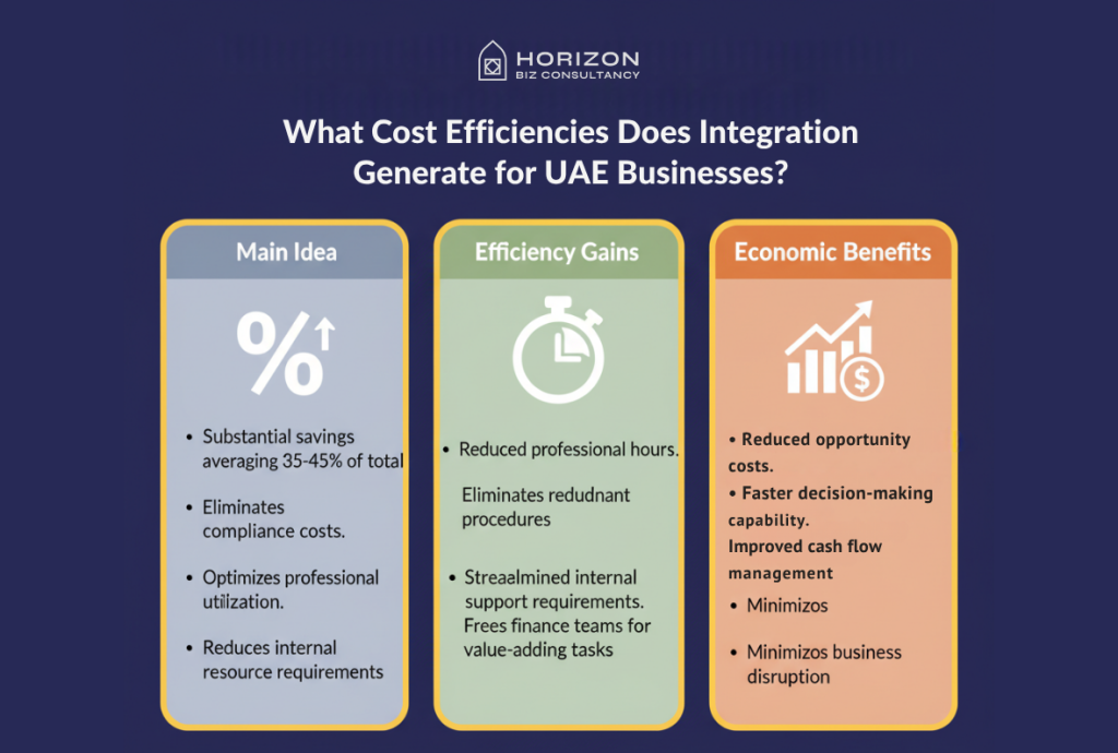 this graphic image is about "cost efficiencies"