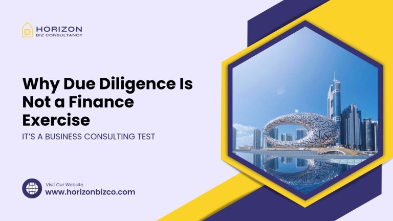 this featured image is representing "due diligence Business Consulting Test in uae"